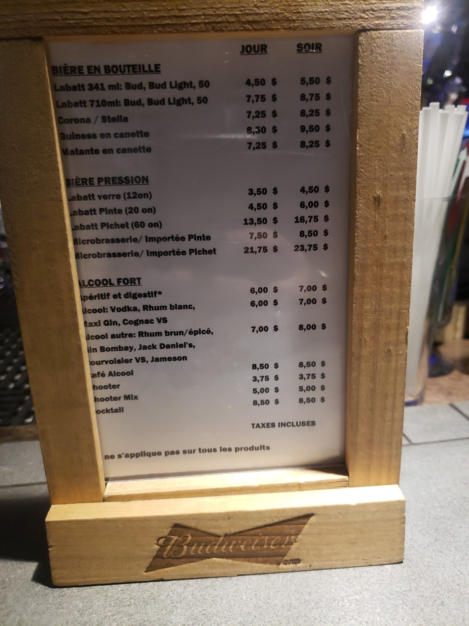 Bar-Spectacle le Quartier de Lune 2.0 Menu