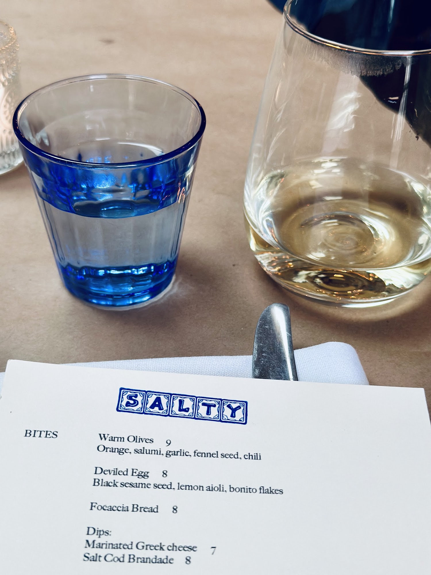 Salty Restaurant & Wine Bar Menu