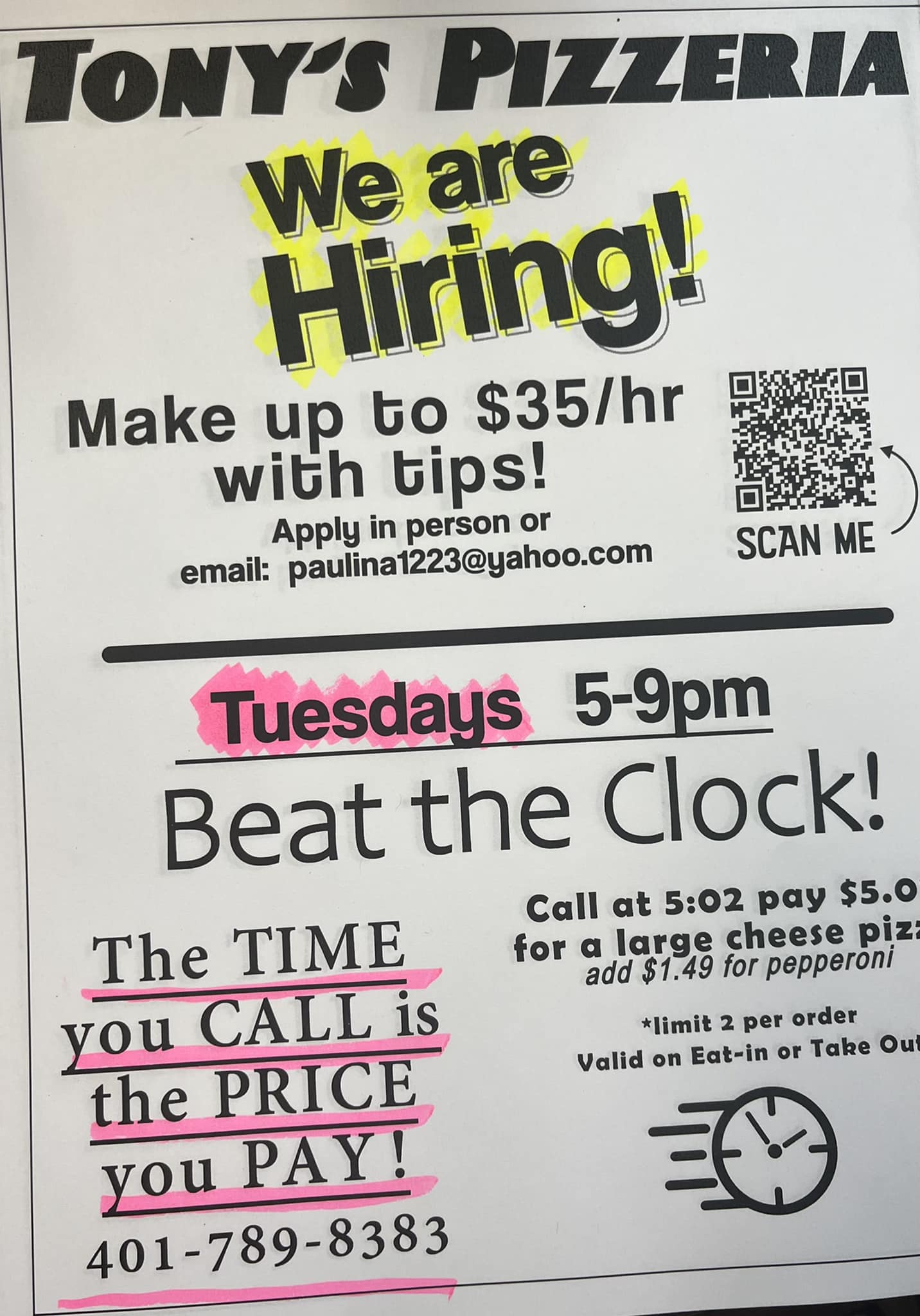 Antonio’s Pizza by the Slice Menu