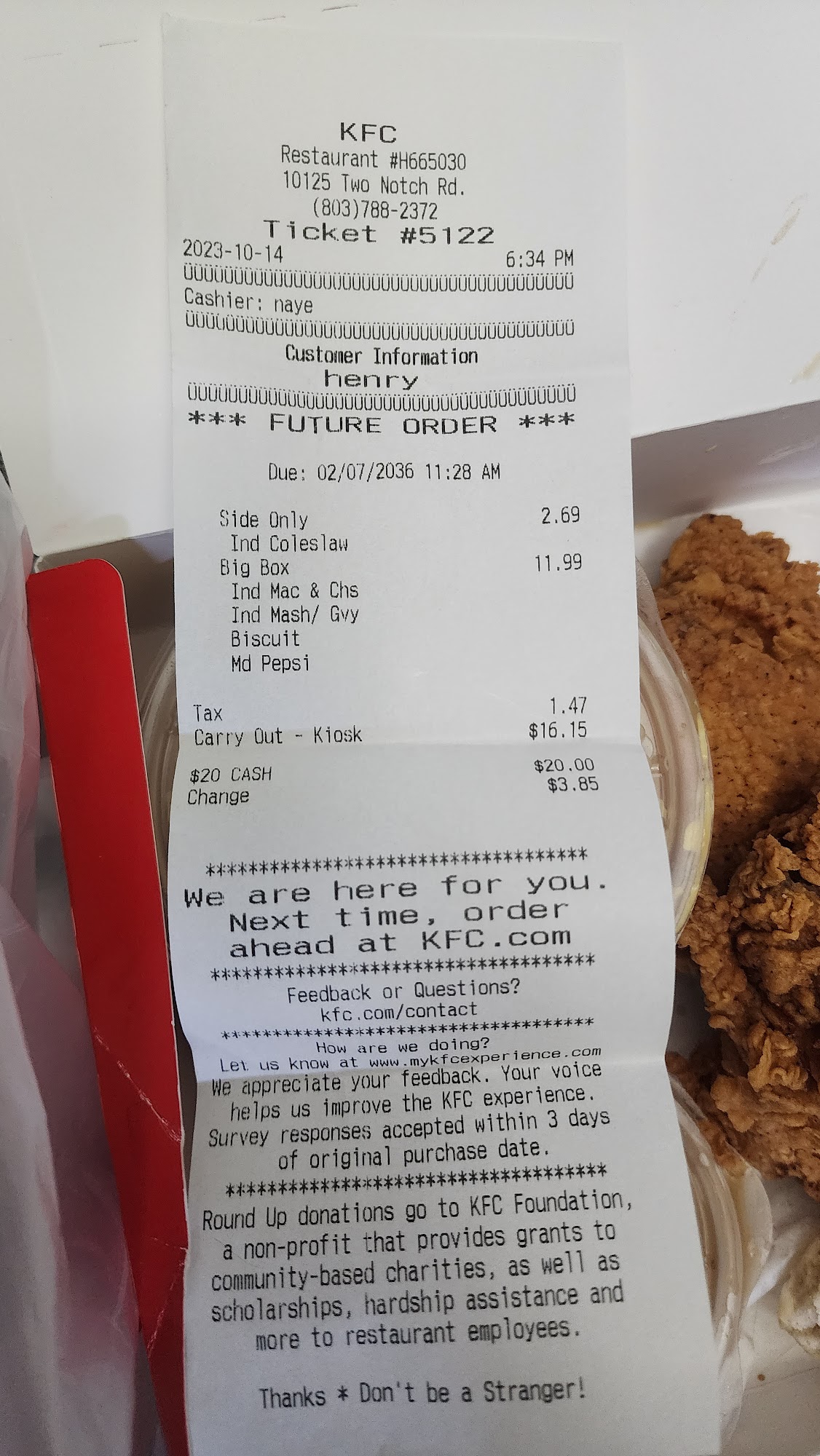KFC Menu