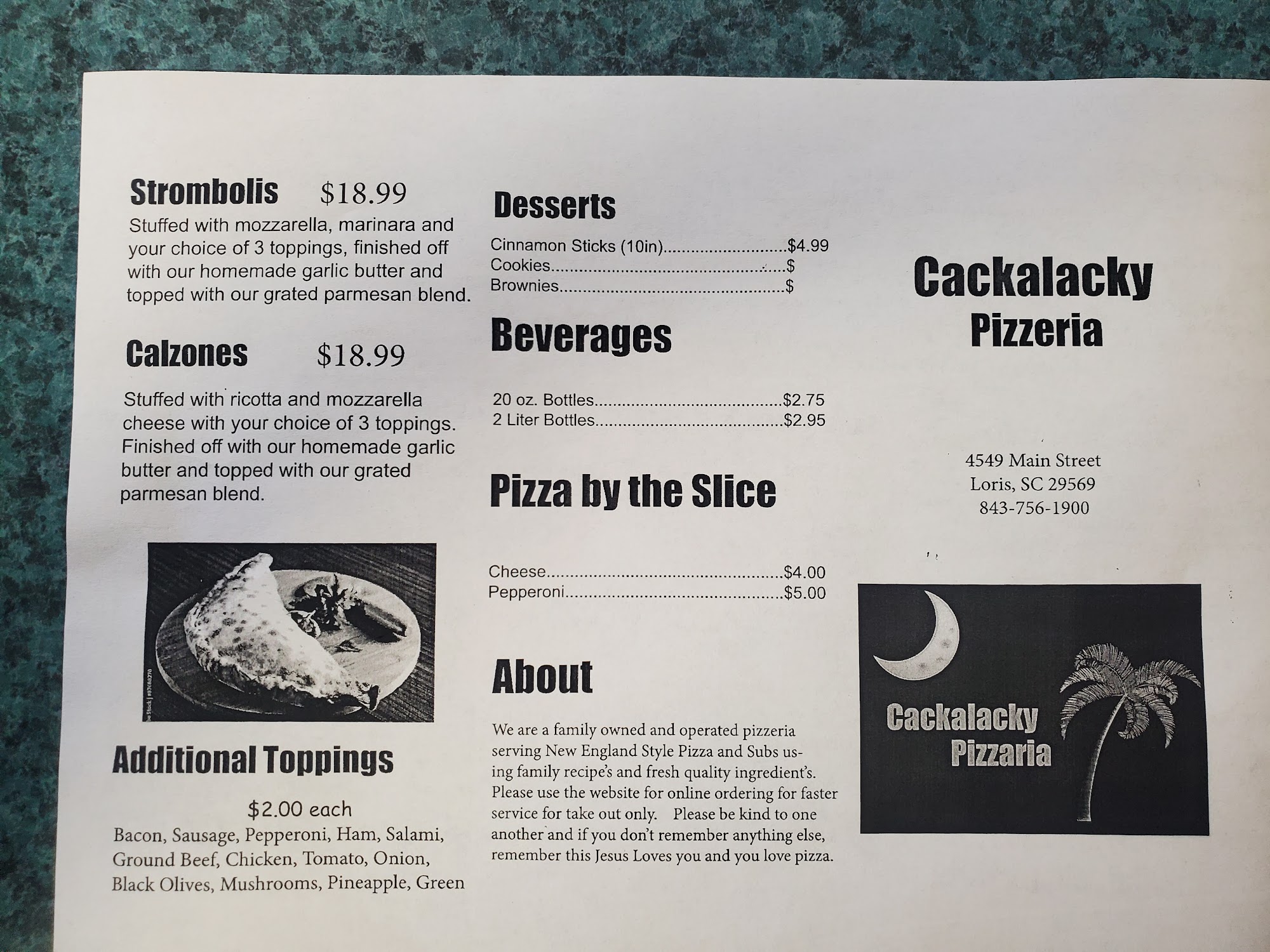 Papa Leone’s Pizza Menu