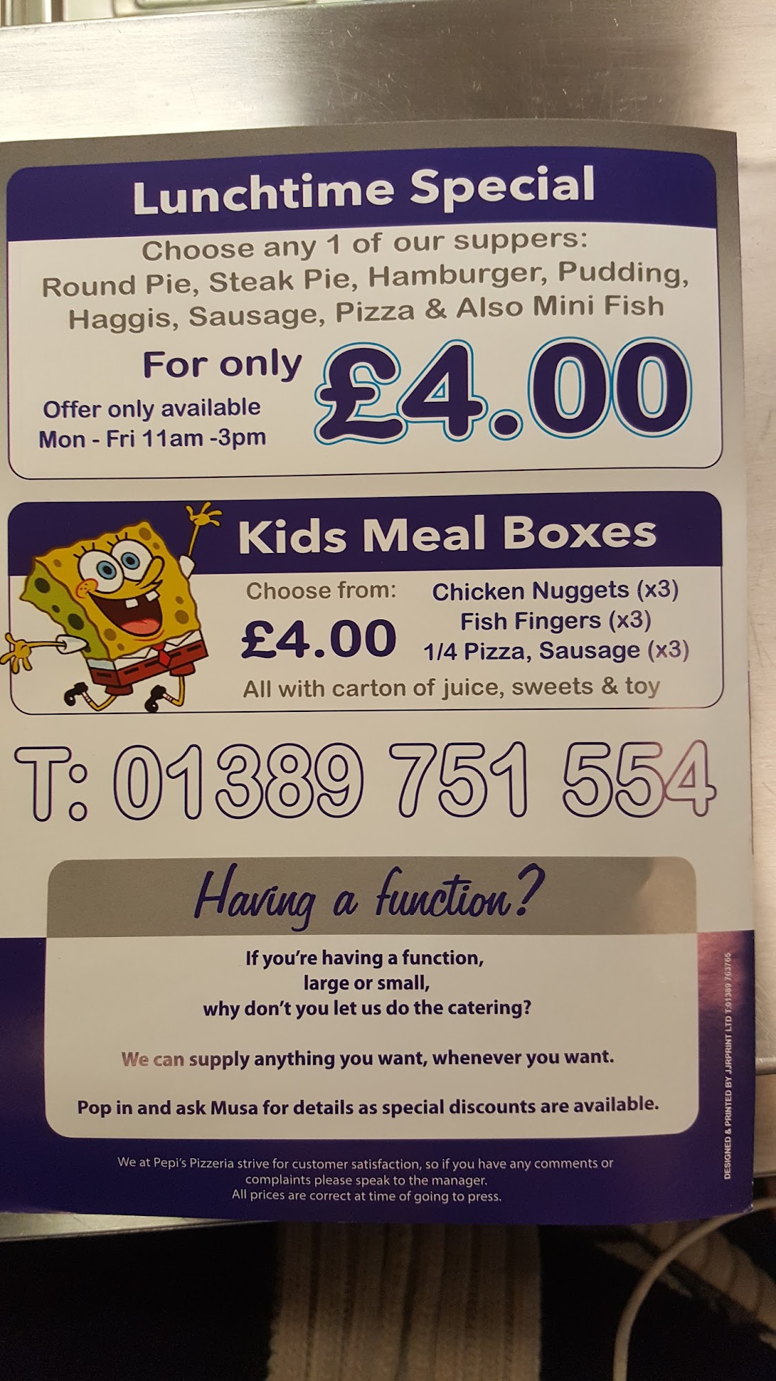 Pepis Fryer & Pizzeria Menu