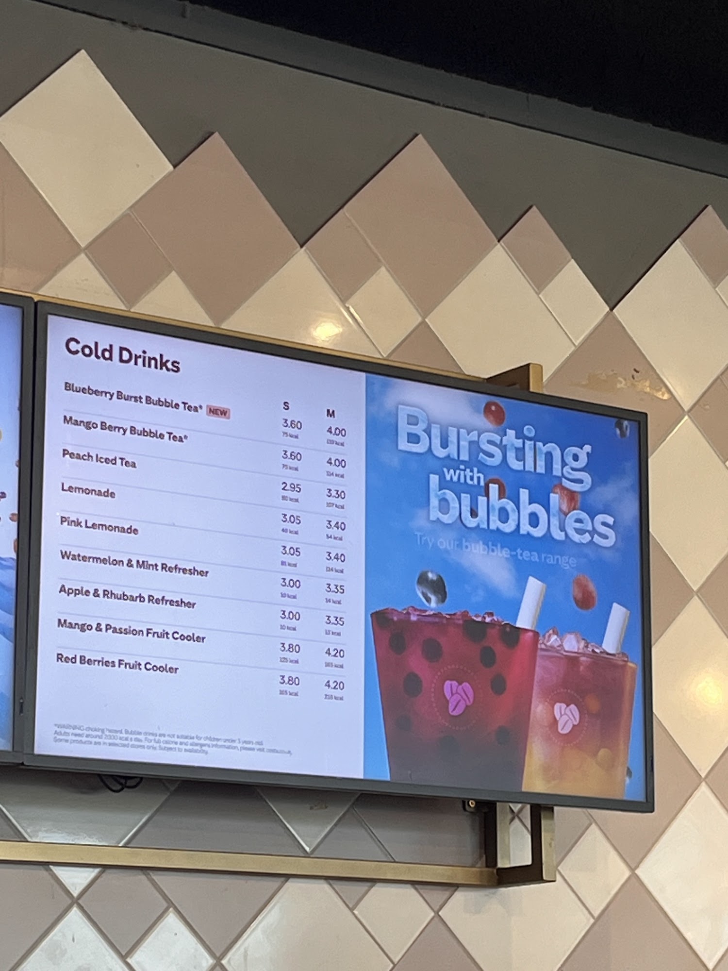 Costa Coffee Menu
