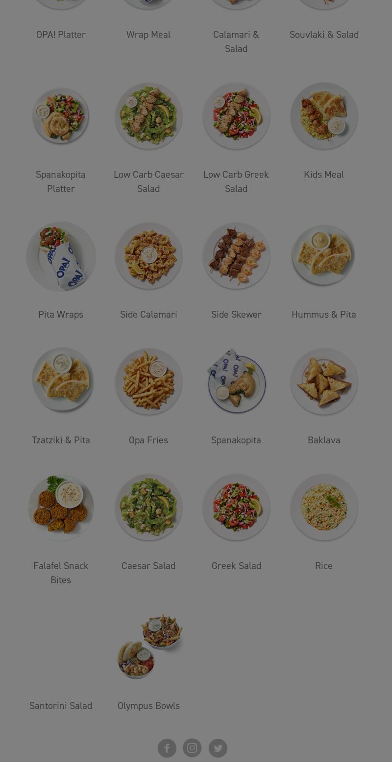 OPA! of Greece Cornerstone Menu