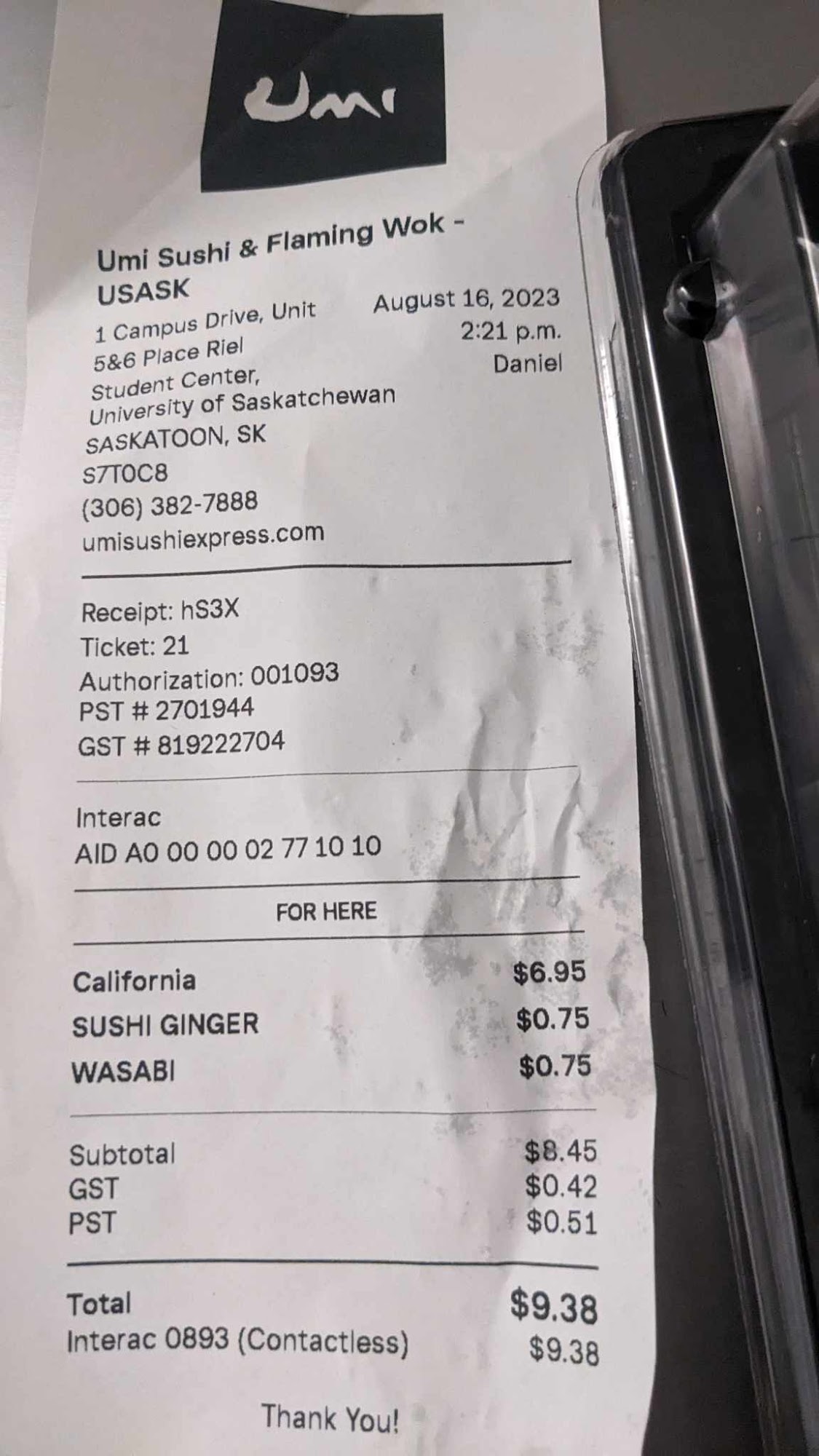 Umi Sushi Express Menu