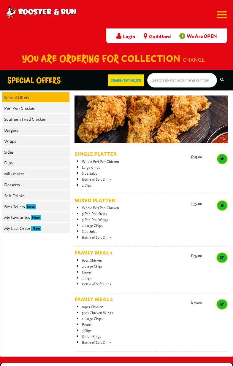 Rooster And Bun Menu