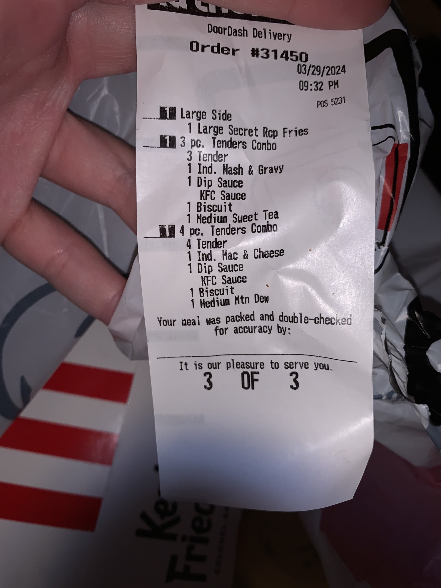 KFC Menu