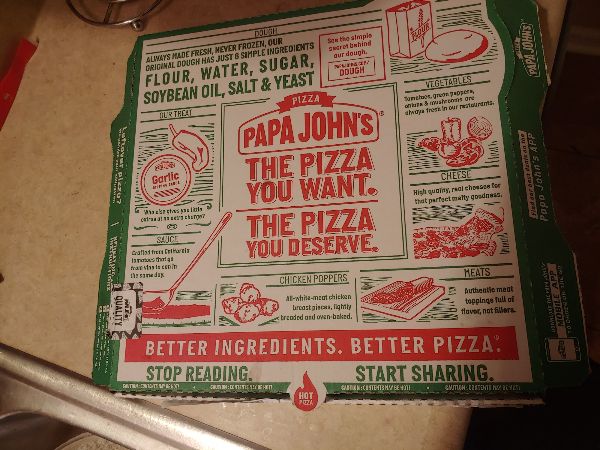 Papa Johns Pizza Menu