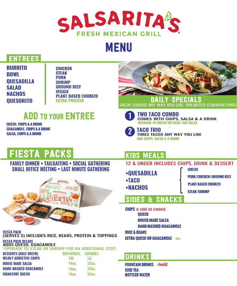 Salsarita's Fresh Mexican Grill Menu