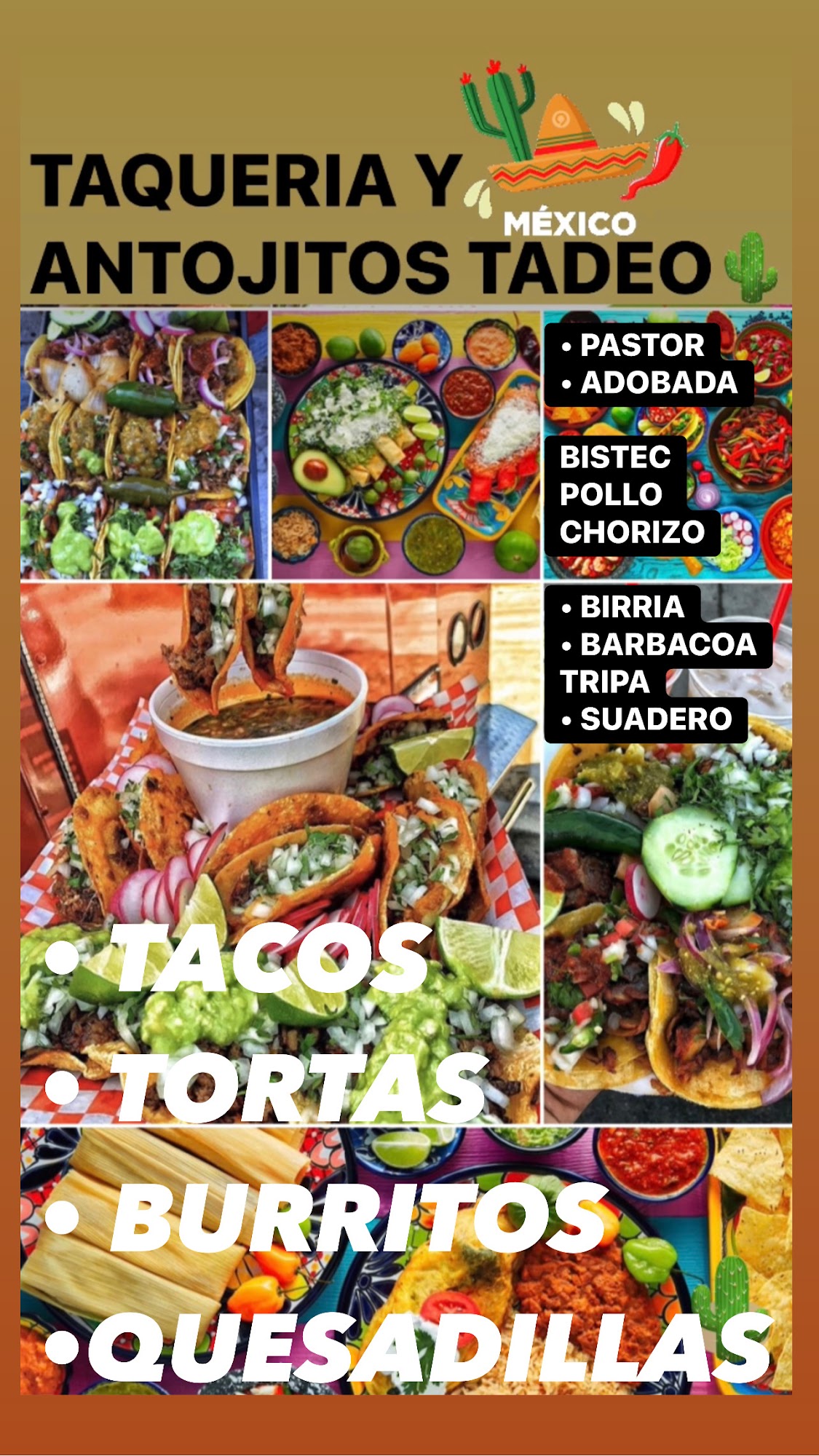 TAQUERIA Y ANTOJITOS TADEO Menu