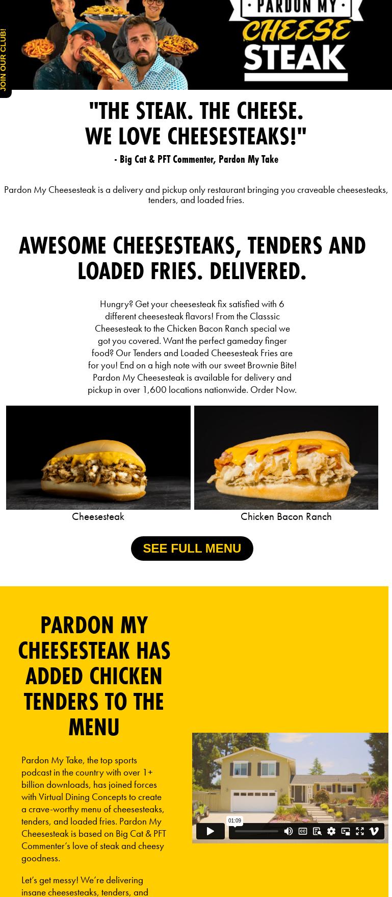 Pardon My Cheesesteak Menu