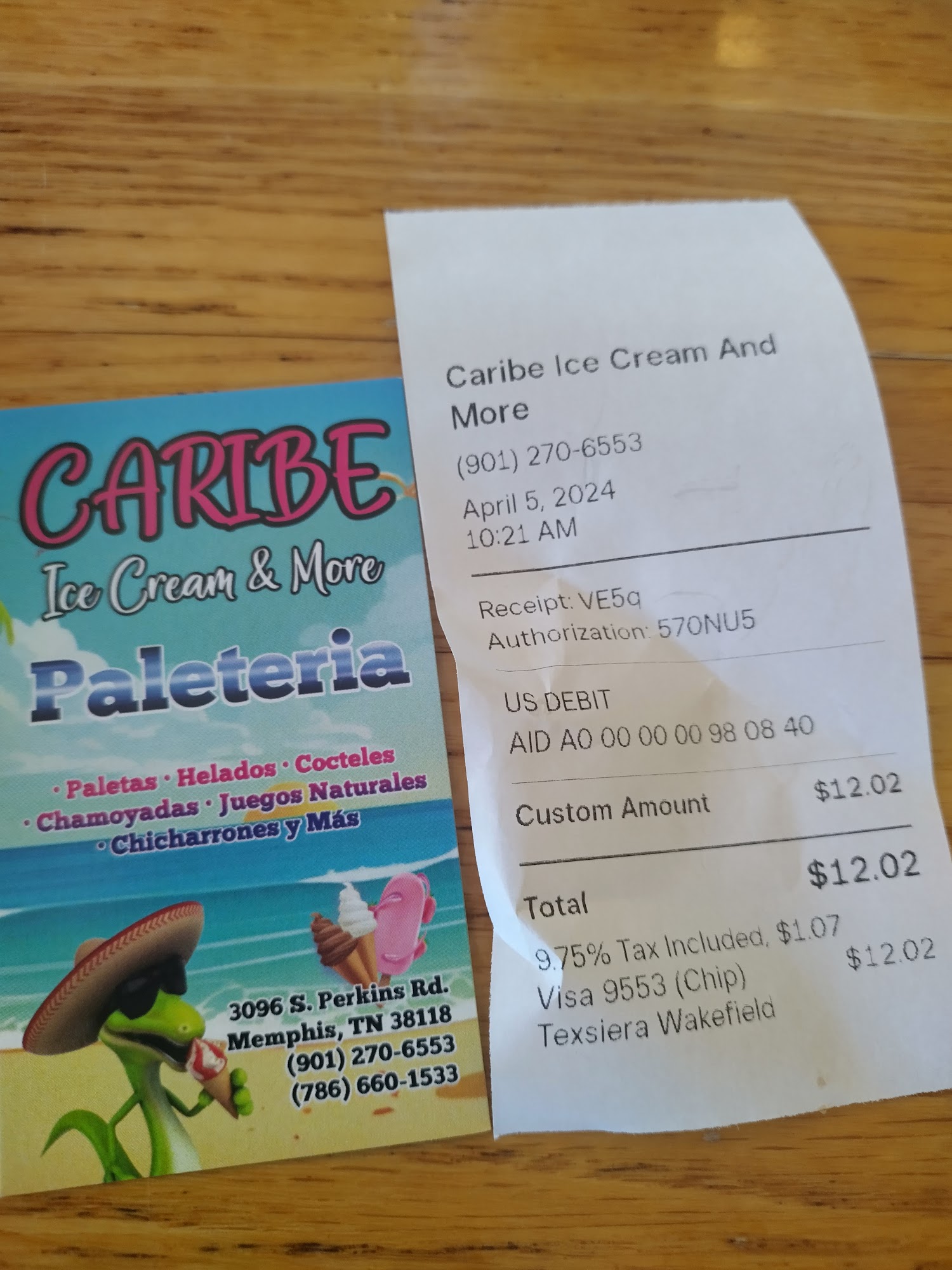 Caribe ice cream and more Menu