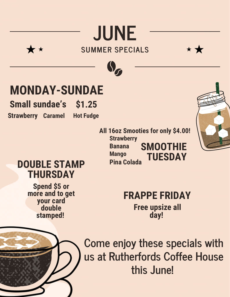 Rutherford's Coffee House Menu