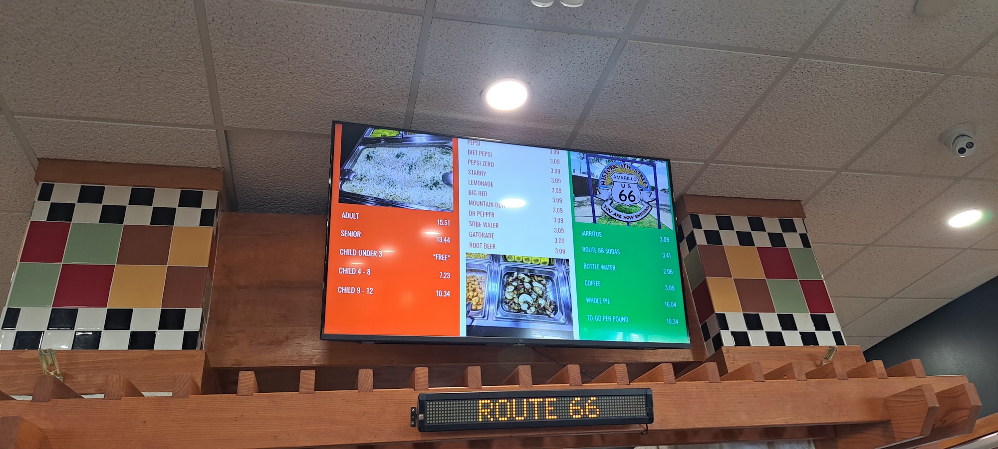 Route 66 Family Buffet Menu