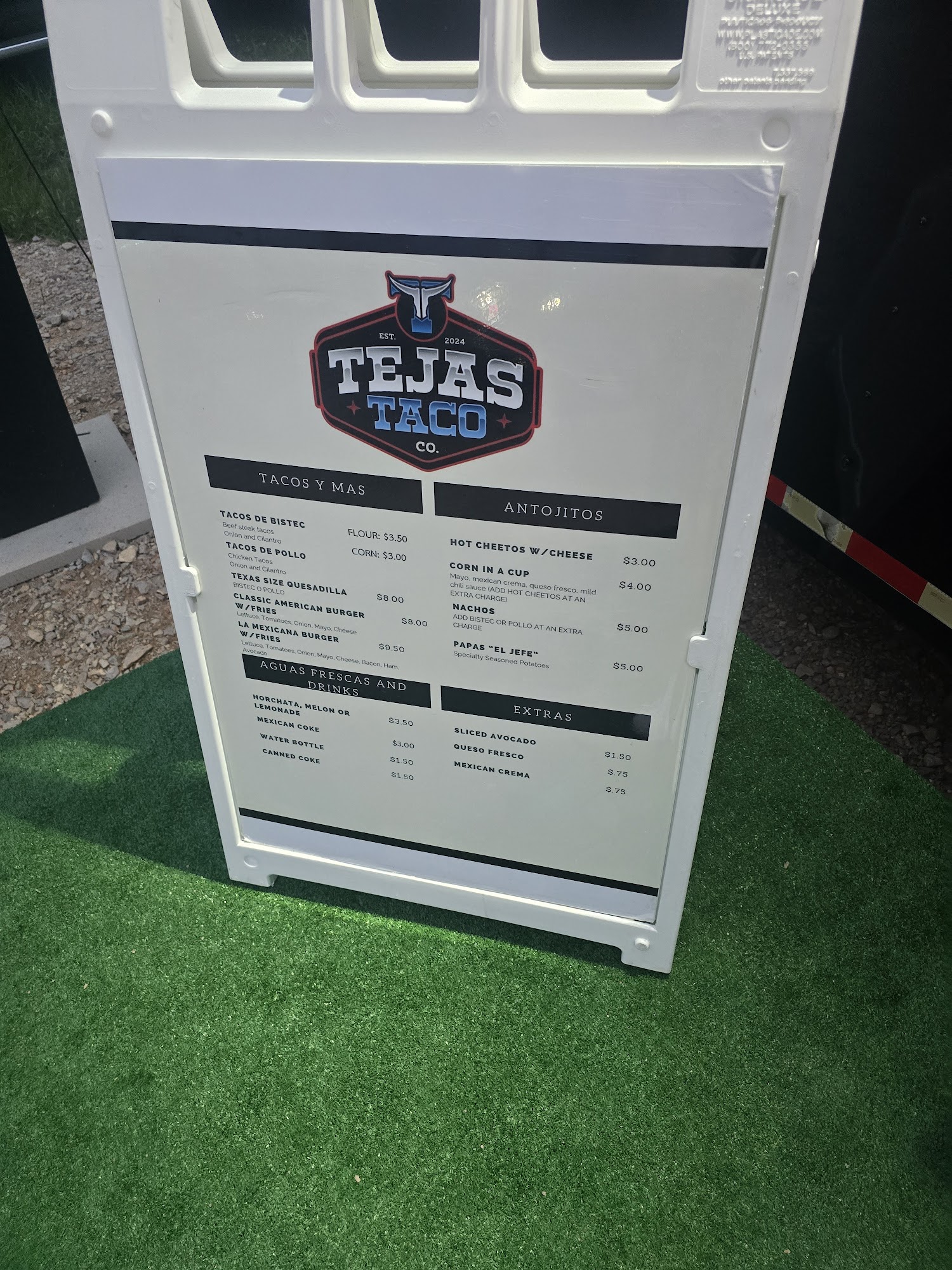 Tejas Taco Co. Menu