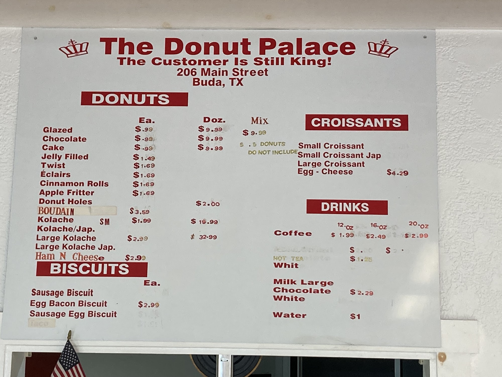 Donut Palace Menu