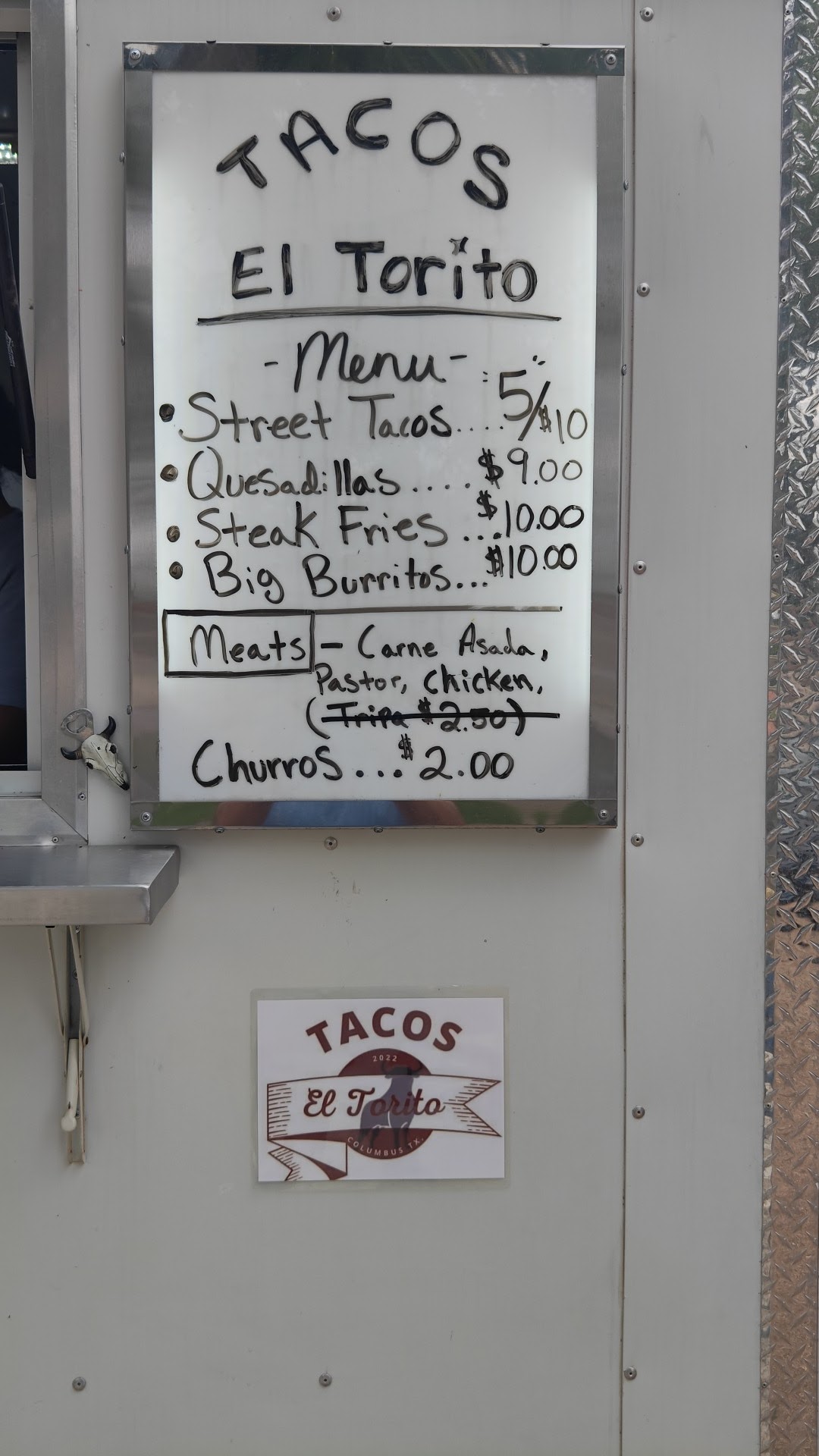 Tacos El Torito Menu