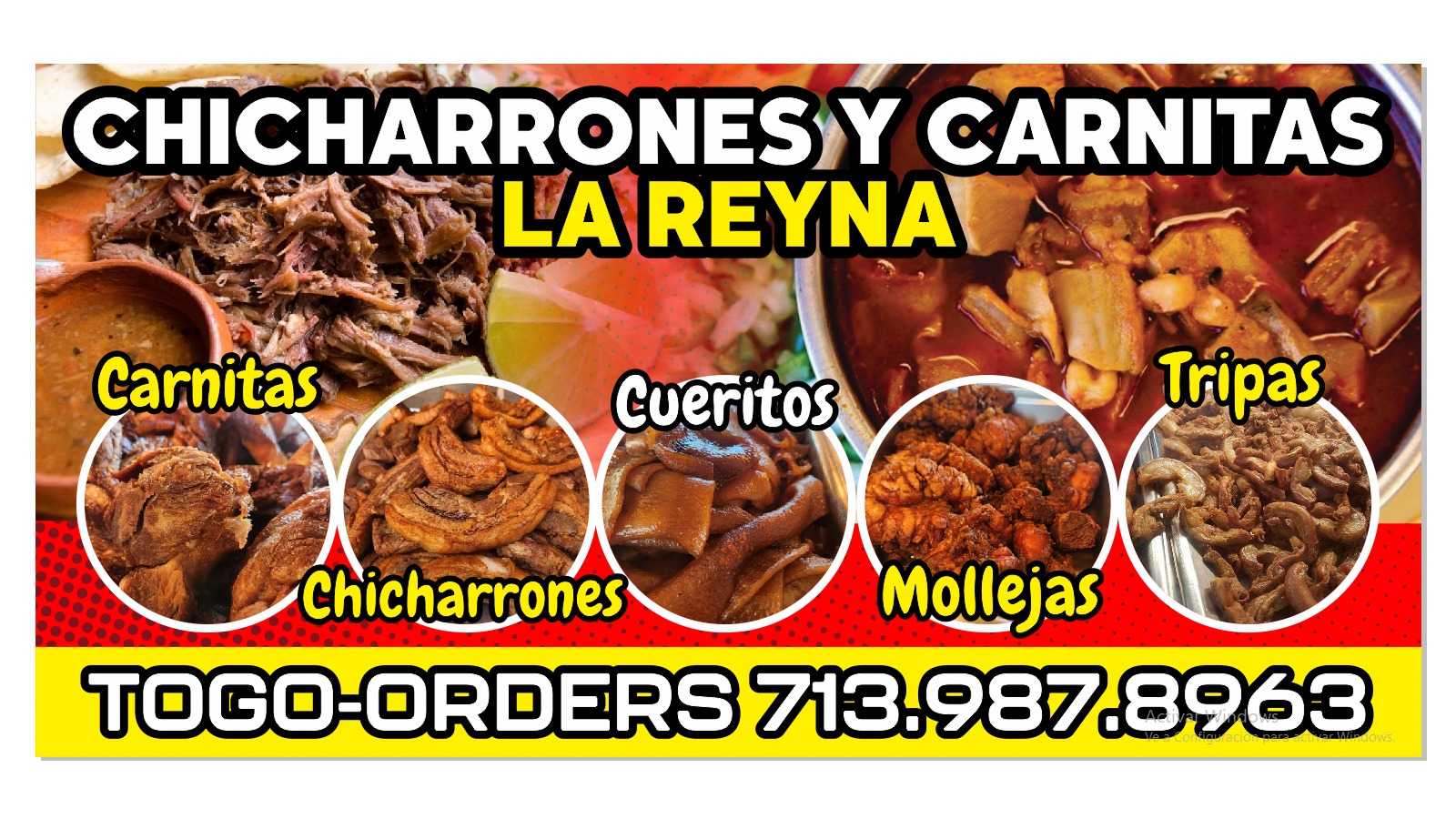 CHICHARRONES Y CARNITAS LA REYNA Menu