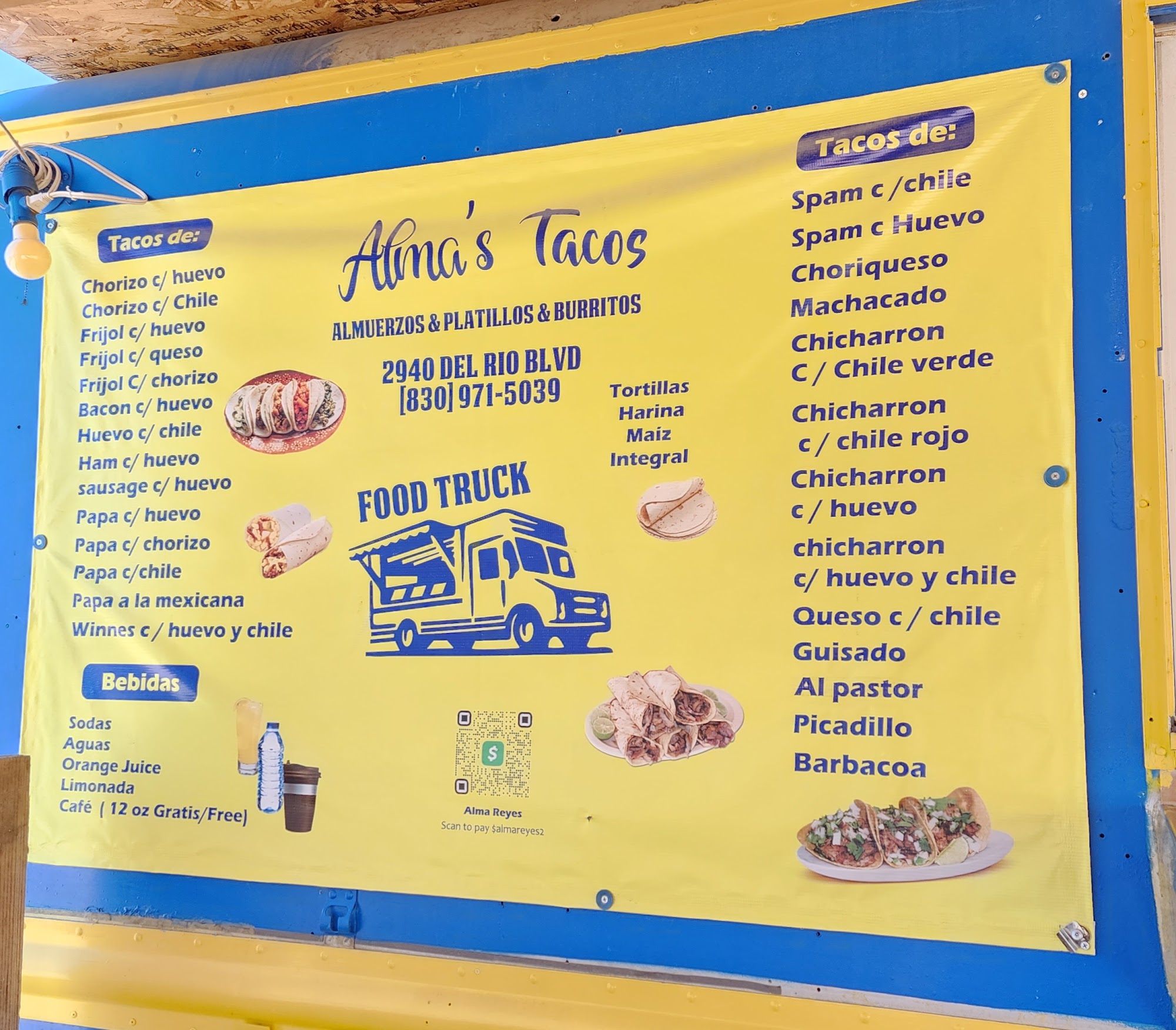 Alma’s Tacos Menu