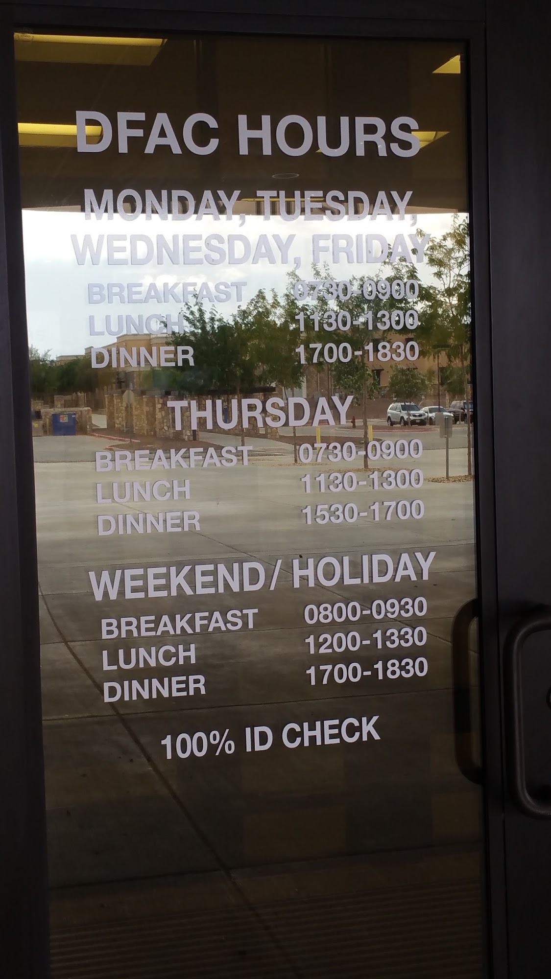 DFAC Menu