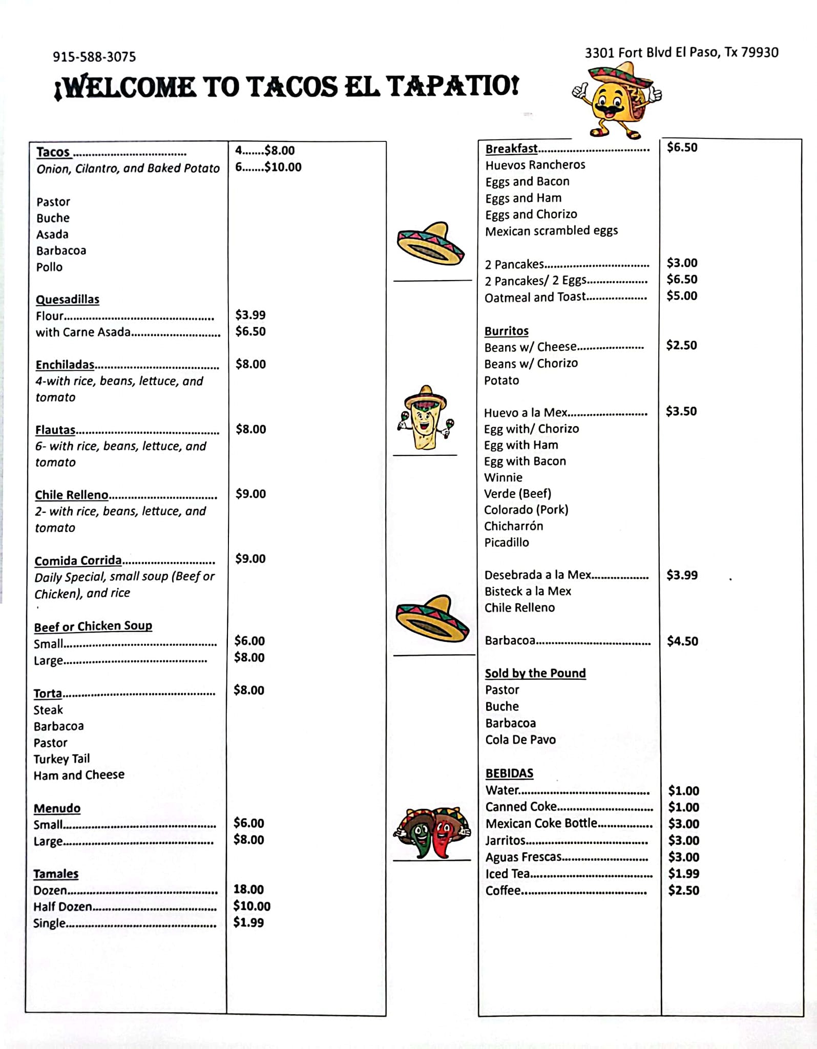 Tacos El Tapatio, El Paso Menu, Reviews (29), Photos (18) Restaurantji