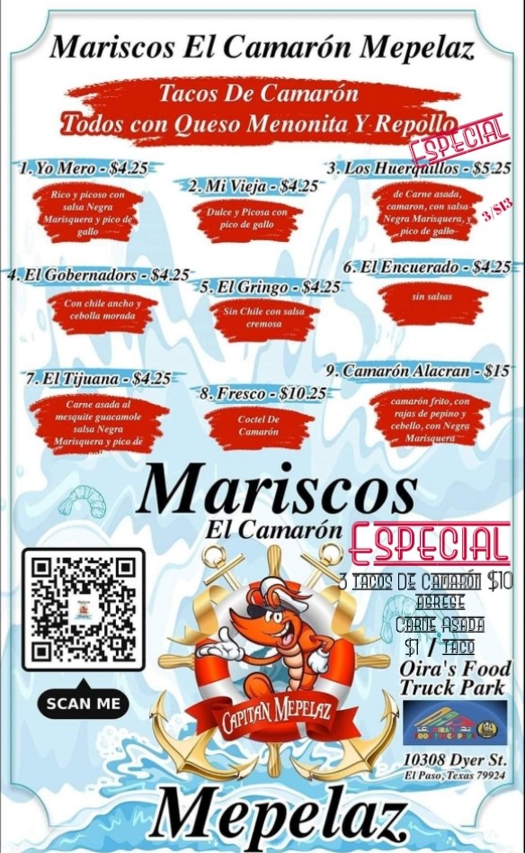 Mariscos El Camarón Mepelaz Menu