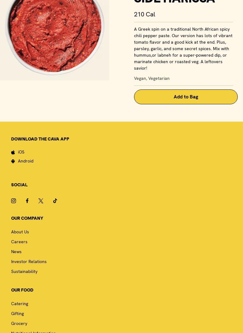 CAVA Menu