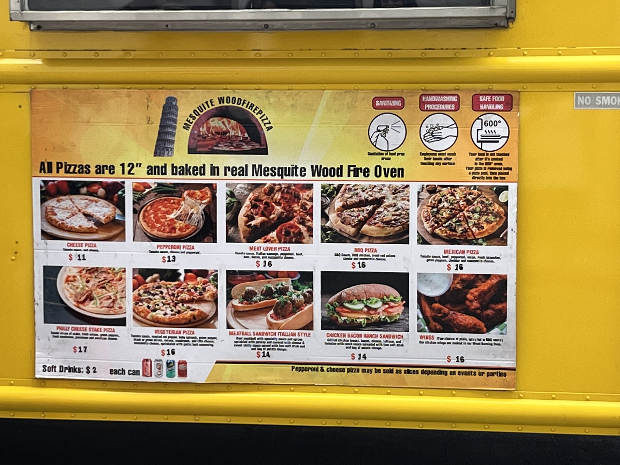 Mesquite wood fire pizza Menu