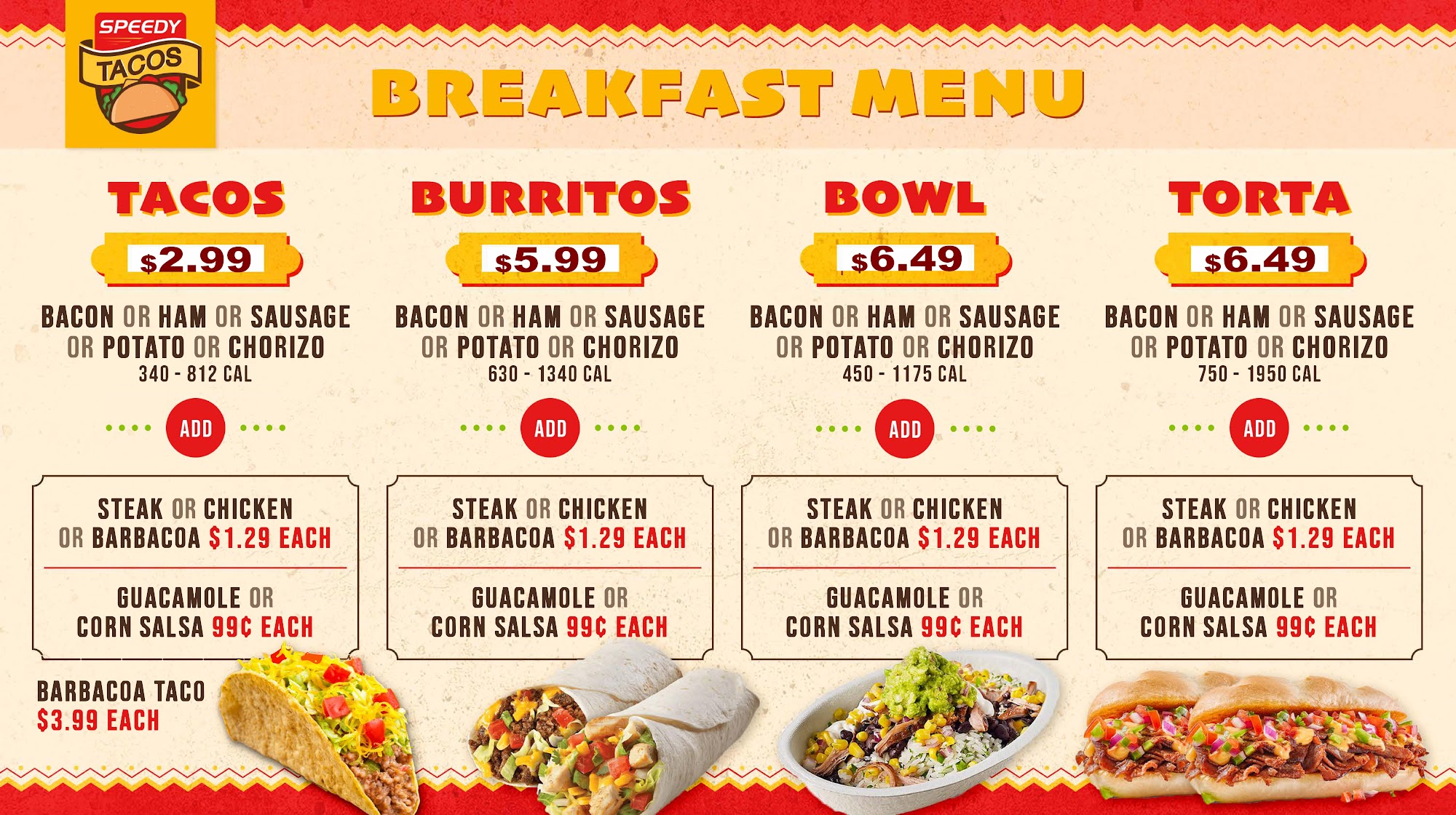 Speedy Taco Menu