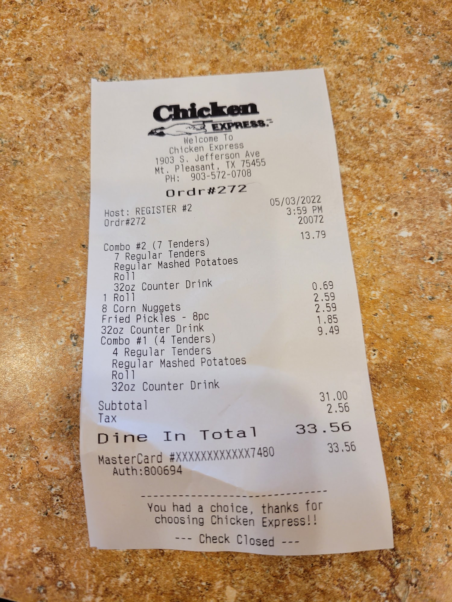 Chicken Express Menu