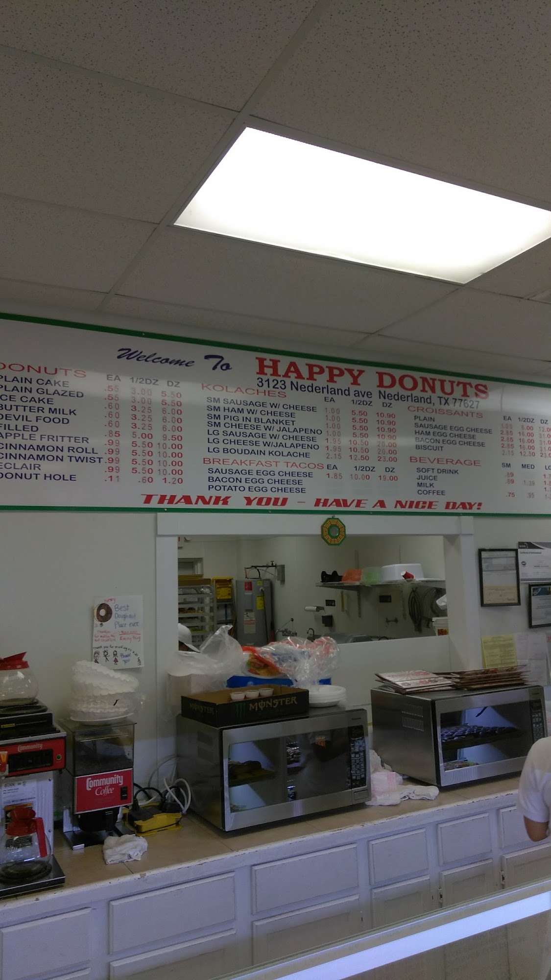 Happy Donuts Menu