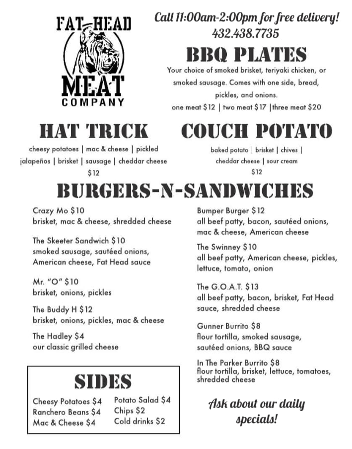Fat Head Meats Menu
