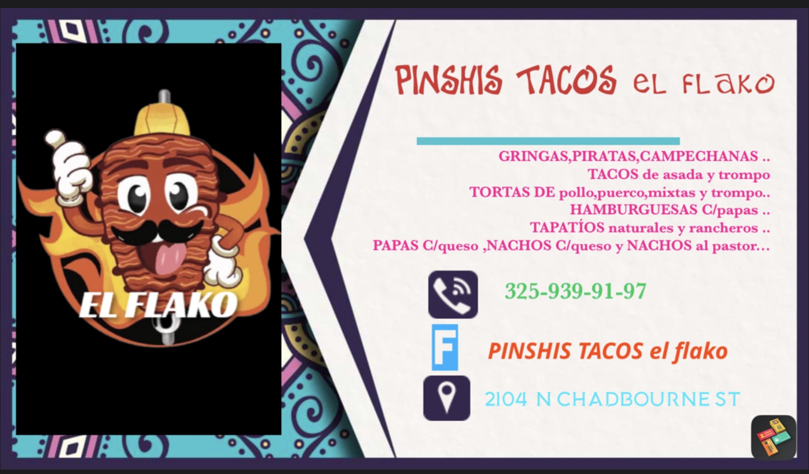 Pinshis tacos el flako Menu