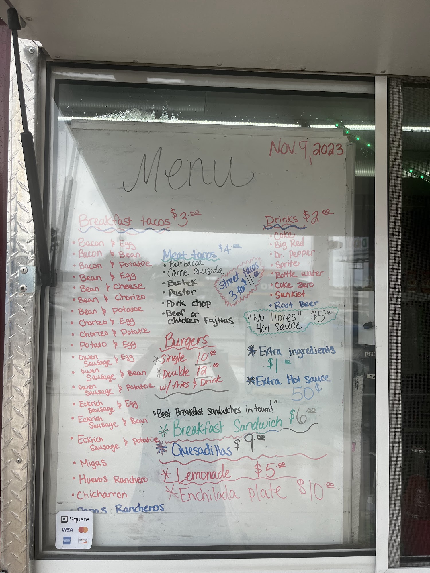 Crows Food Truck Menu