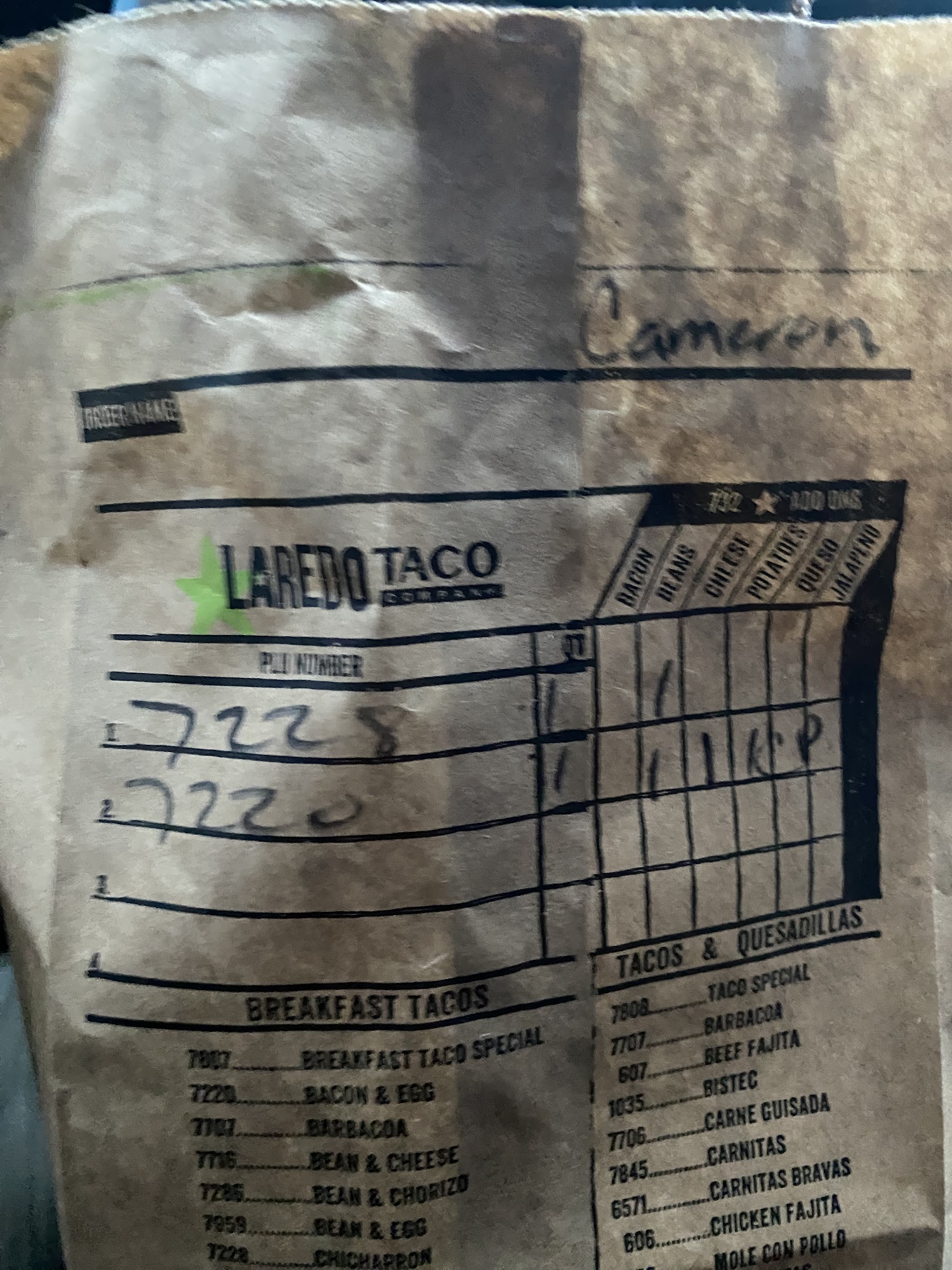 Laredo Taco Company Menu