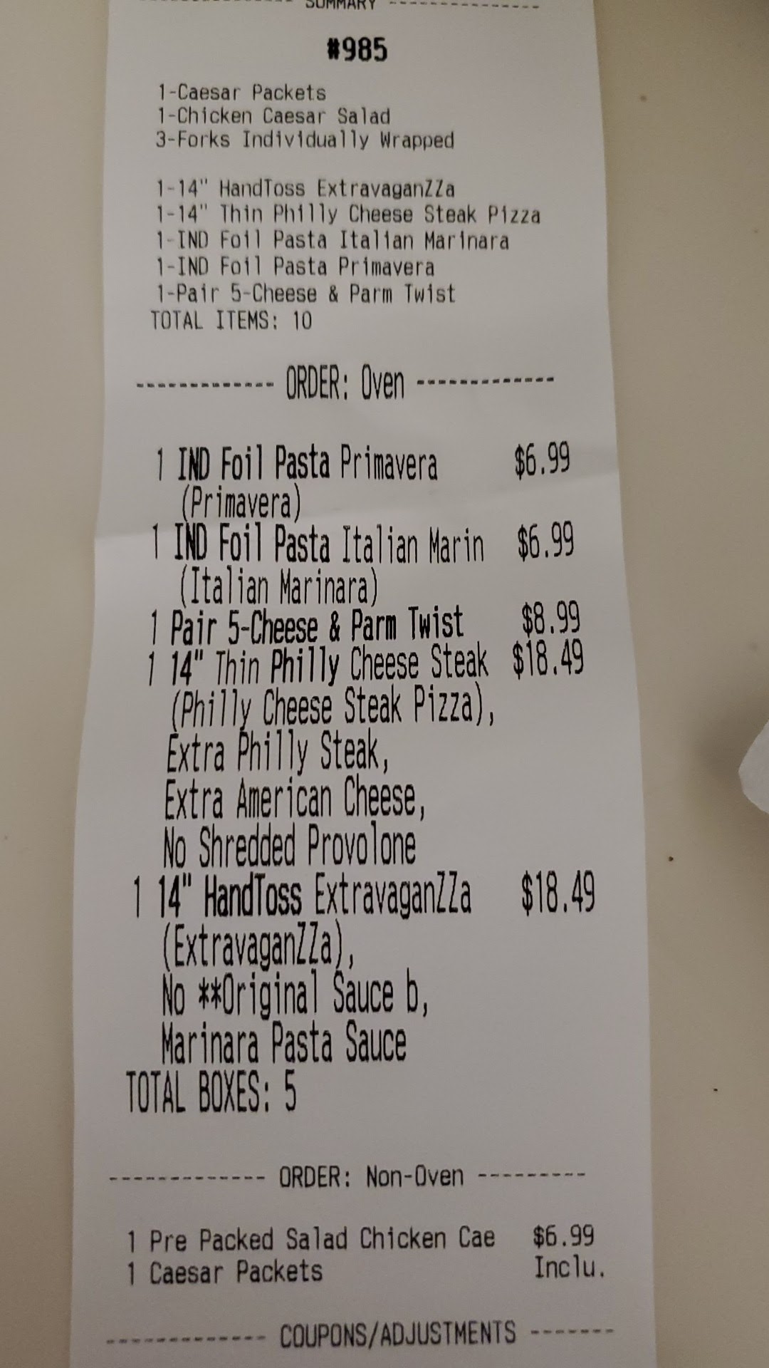 Domino's Pizza Menu