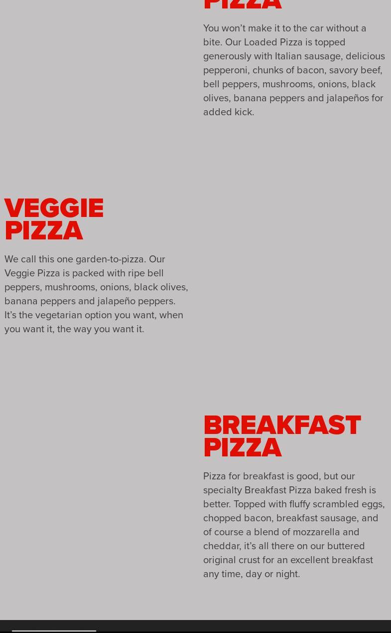 Hunt Brothers Pizza Menu