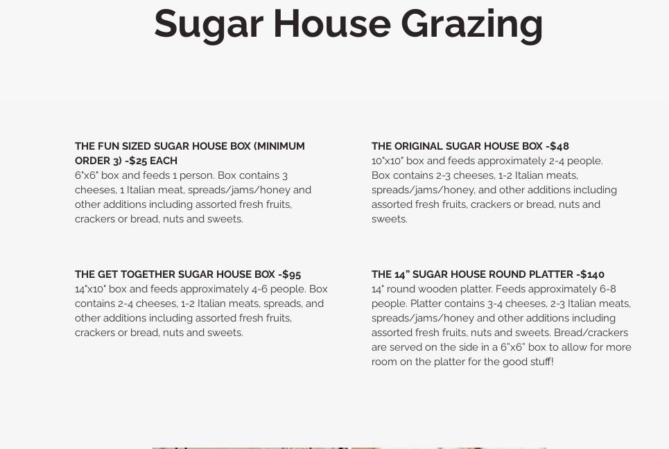 The Sugar House Bakery Menu