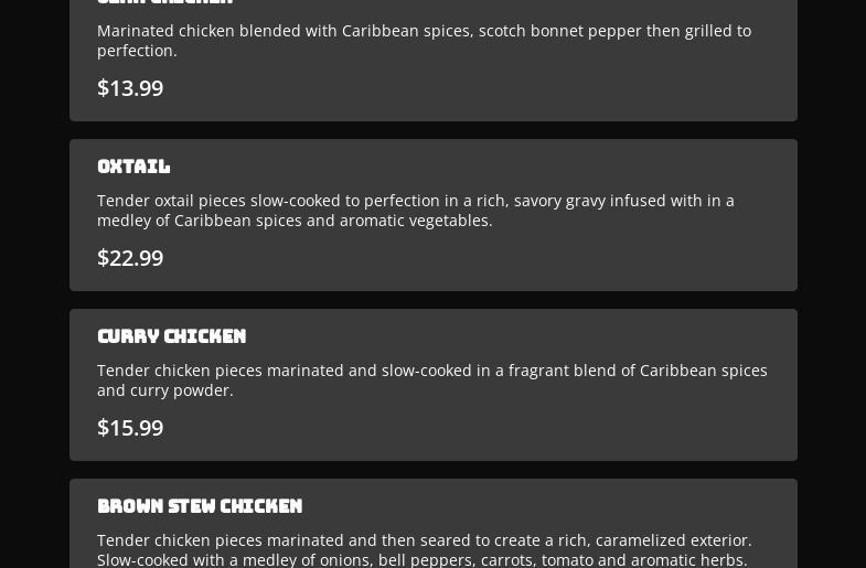Peppers and Onions Caribbean Cuisine (Frontier Kitchen) Menu