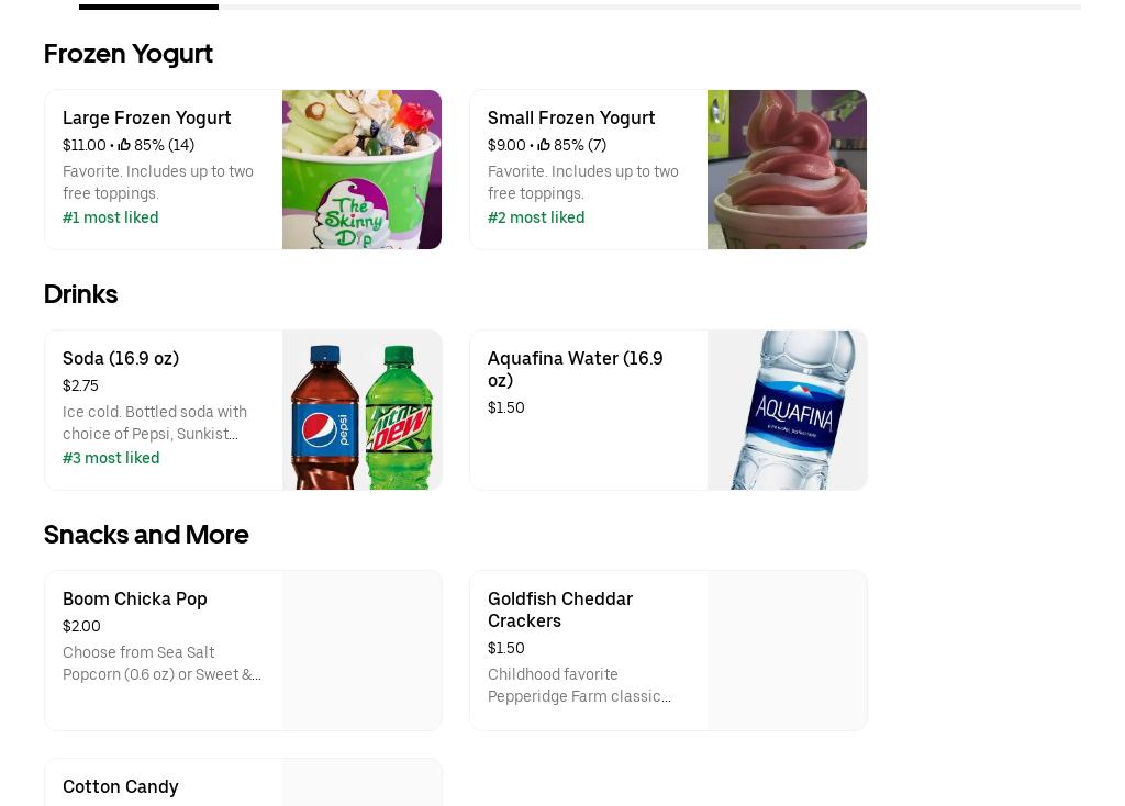 The Skinny Dip Frozen Yogurt Bar at Peninsula Town Center Hampton Menu