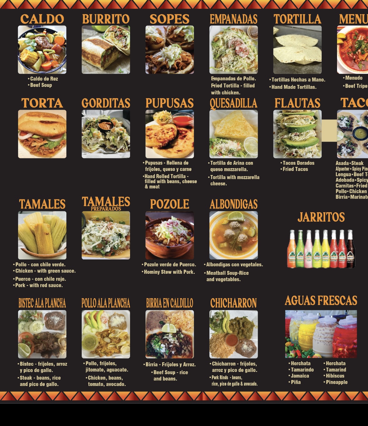 El encanto mexicano Menu