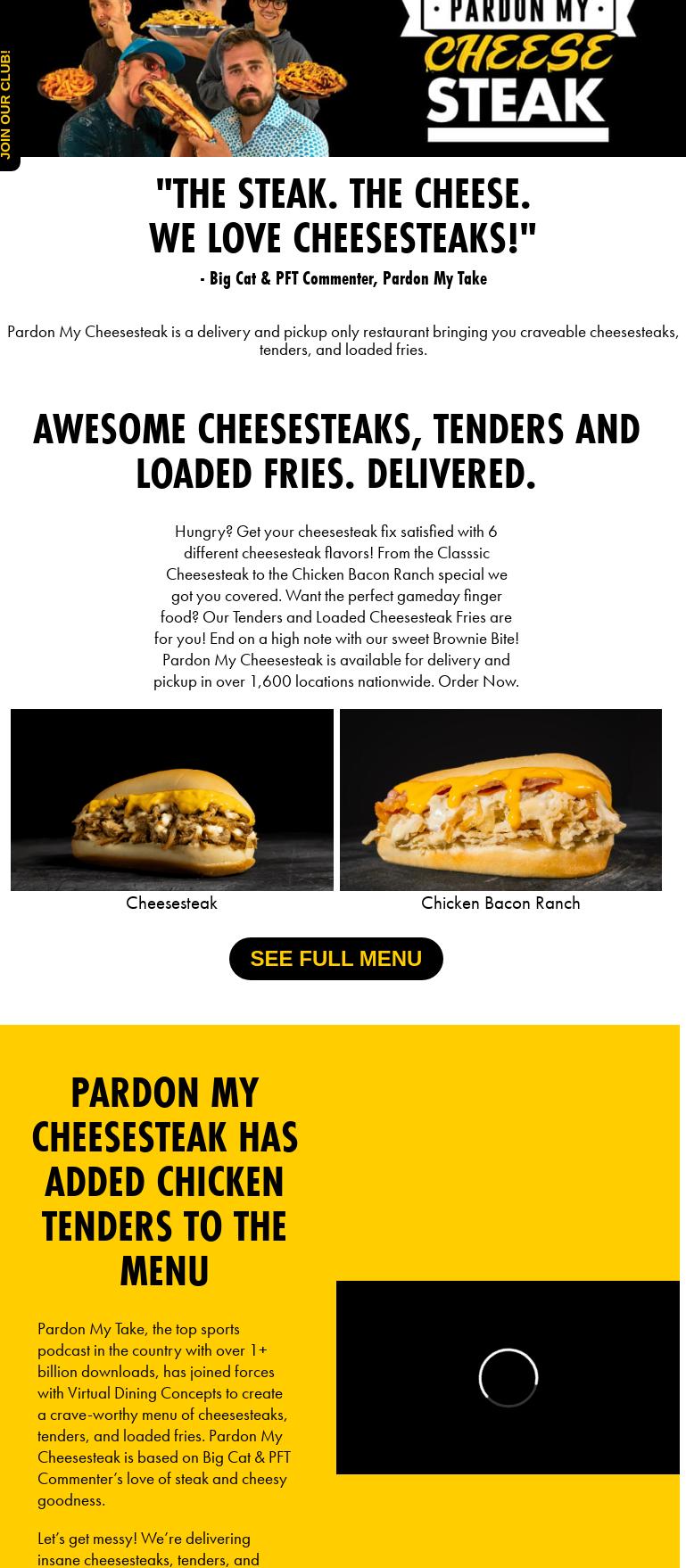 Pardon My Cheesesteak Menu
