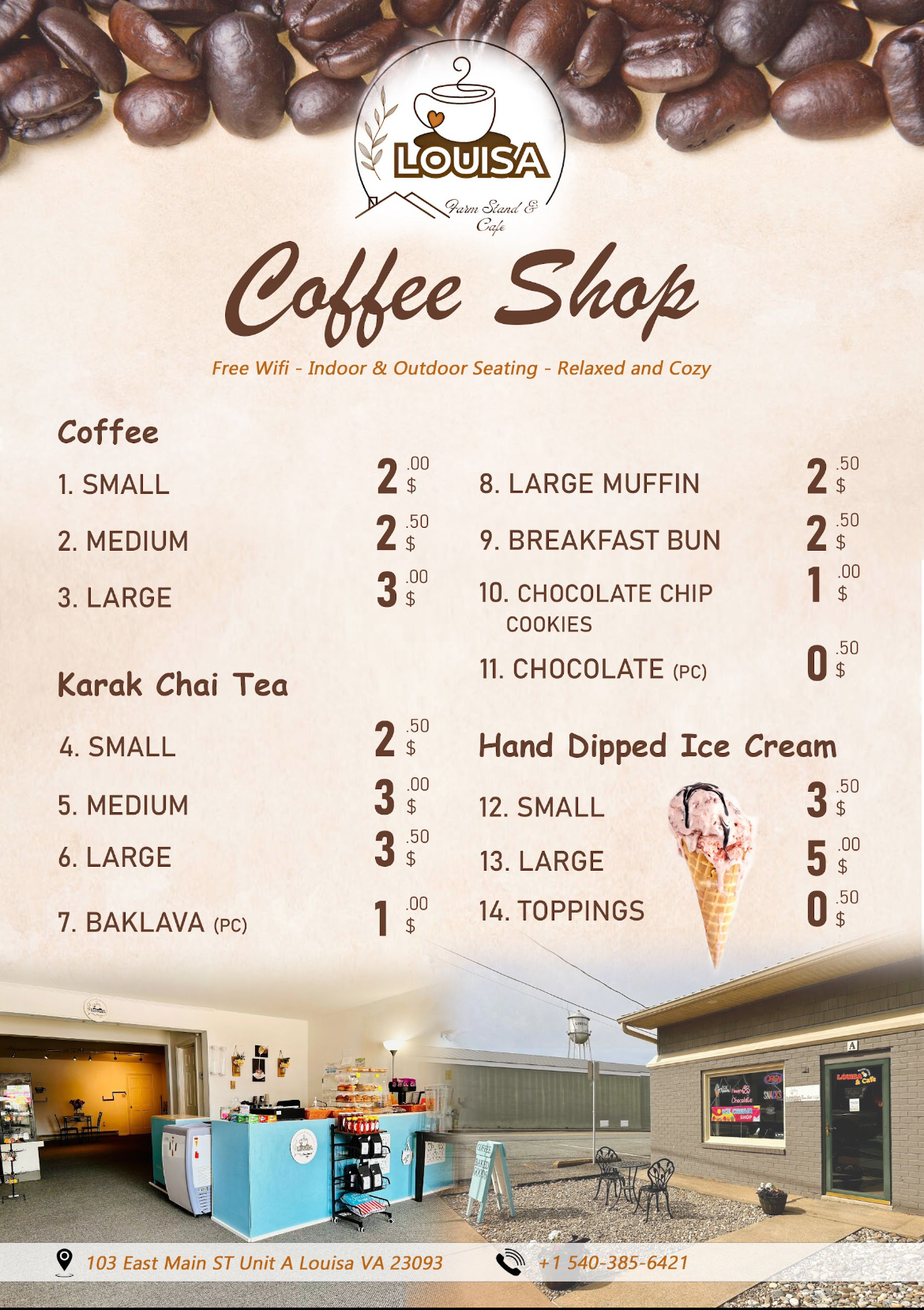 Louisa farm stand & Cafe Menu