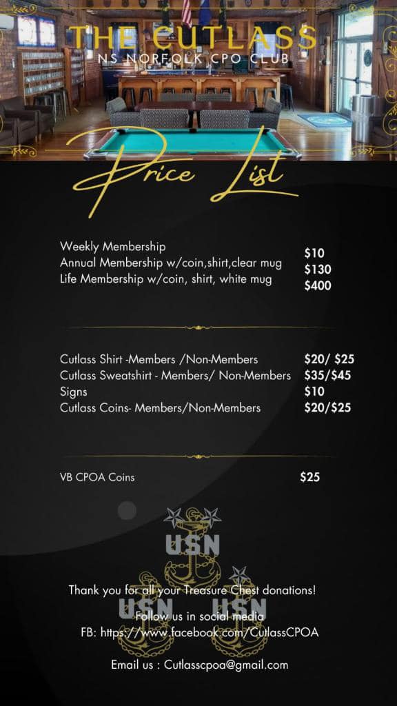 BLDG E-13 The Cutlass Menu