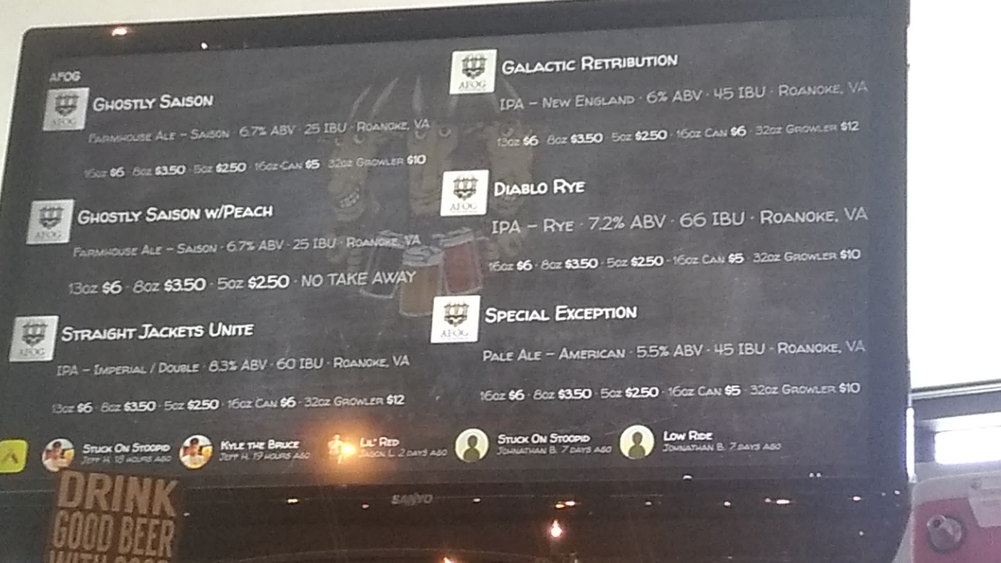 A Few Old Goats Brewing Menu