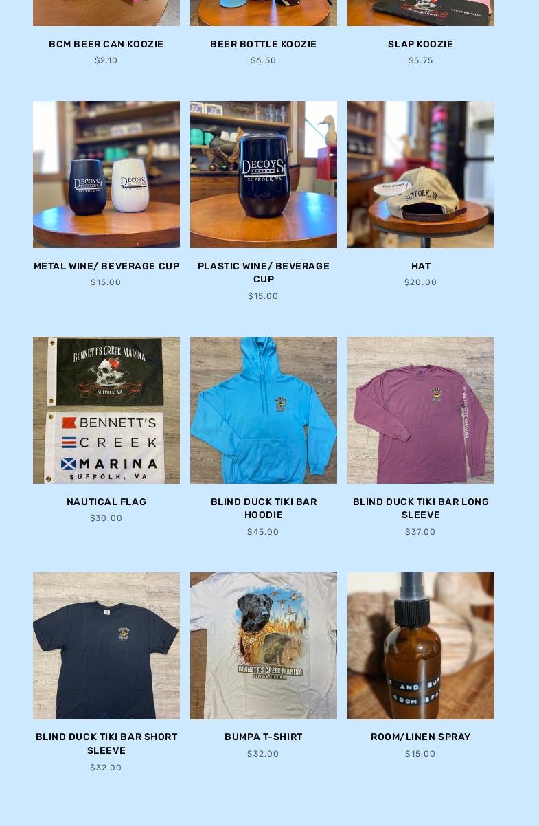 Bennett's Creek Marina and Cottages on the Pointe Menu