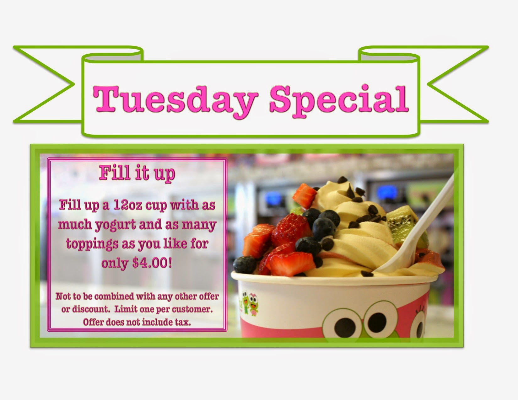 sweetFrog Premium Frozen Yogurt Menu