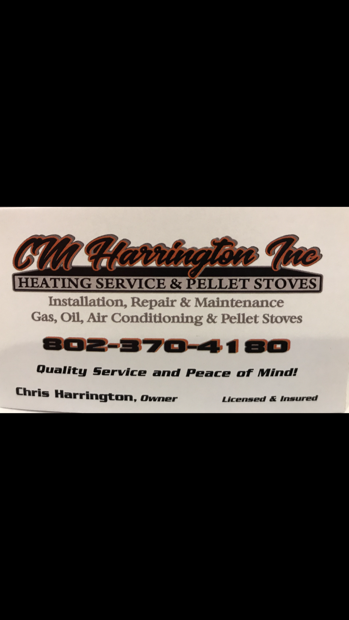 CM Harrington Inc. Heating & Air Conditioning Service & Pellet Stove Repairs