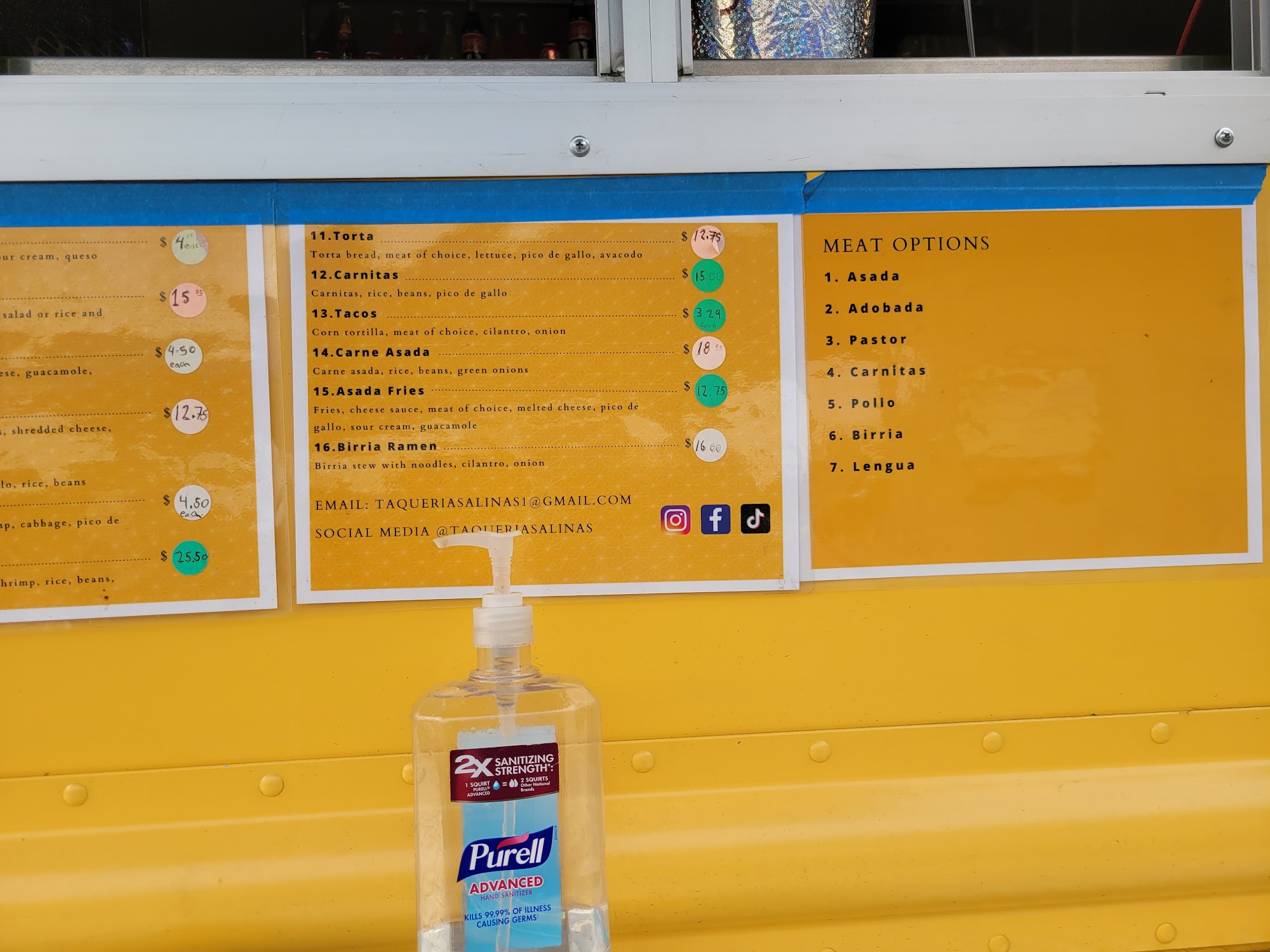 Taqueria Salinas Menu