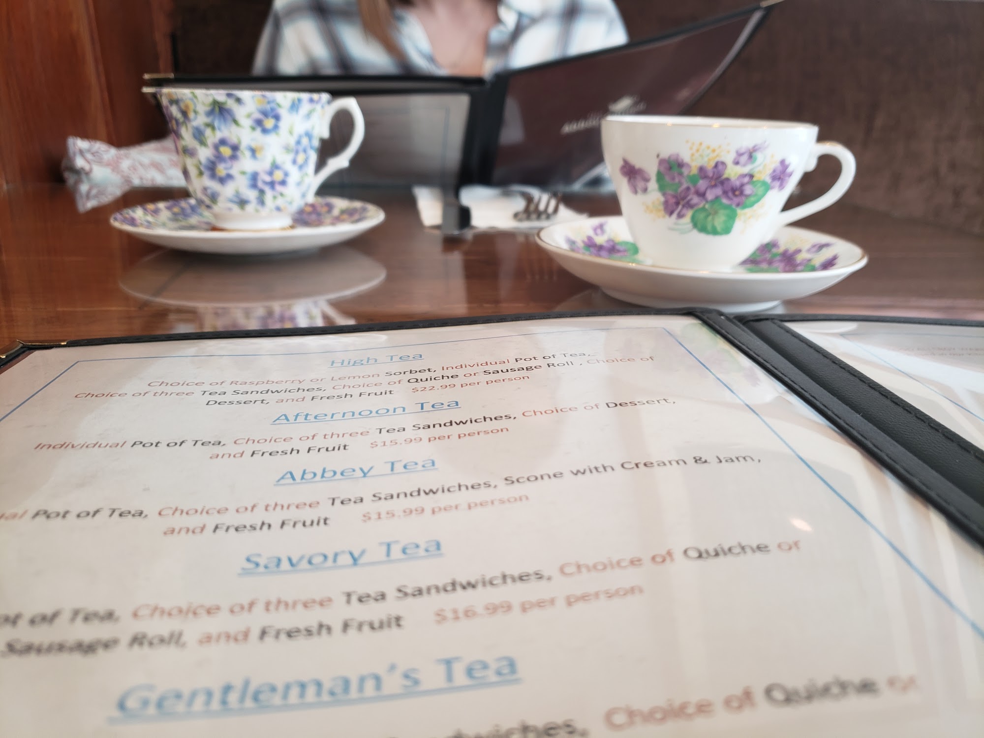 The Abbey Garden Tea Room Menu